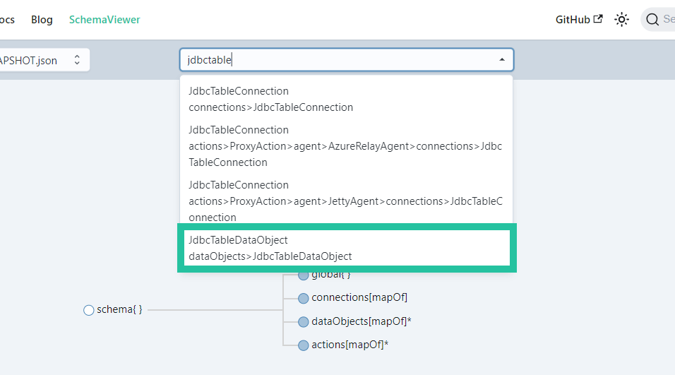 Image of schema viewer search